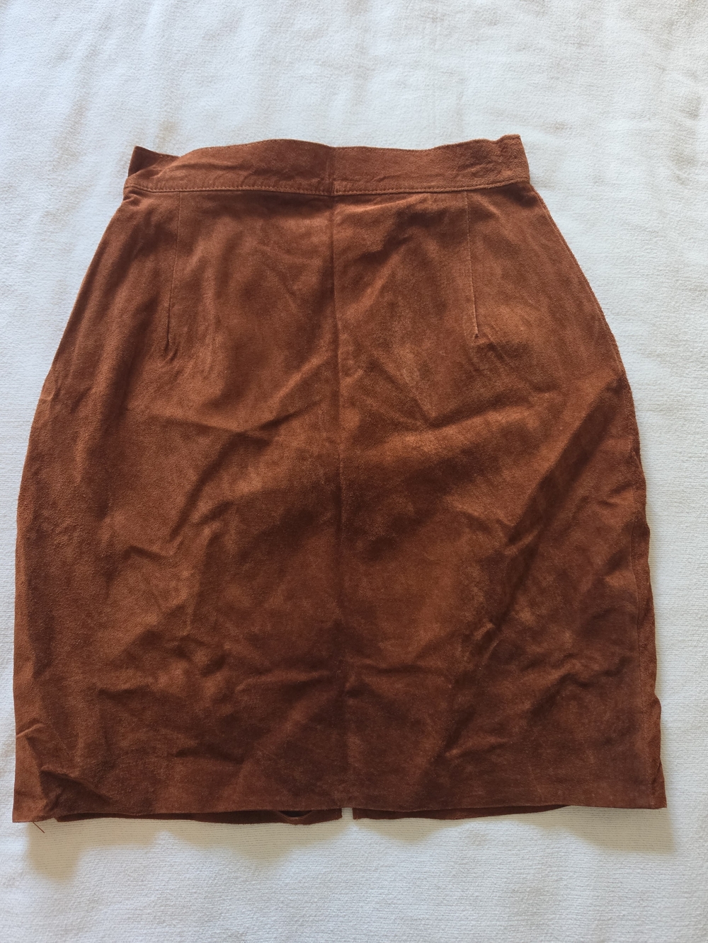 Vintage Classic Brown 100% Suede Leatger Pencil Skirt